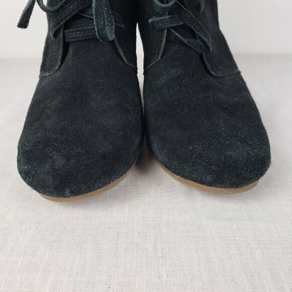 Dolce Vita Ankle Wedge Booties Black Suede Lace Up Womens Size 11 - Picture 3 of 13